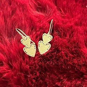 14k solid gold heart dangle earrings *sold*